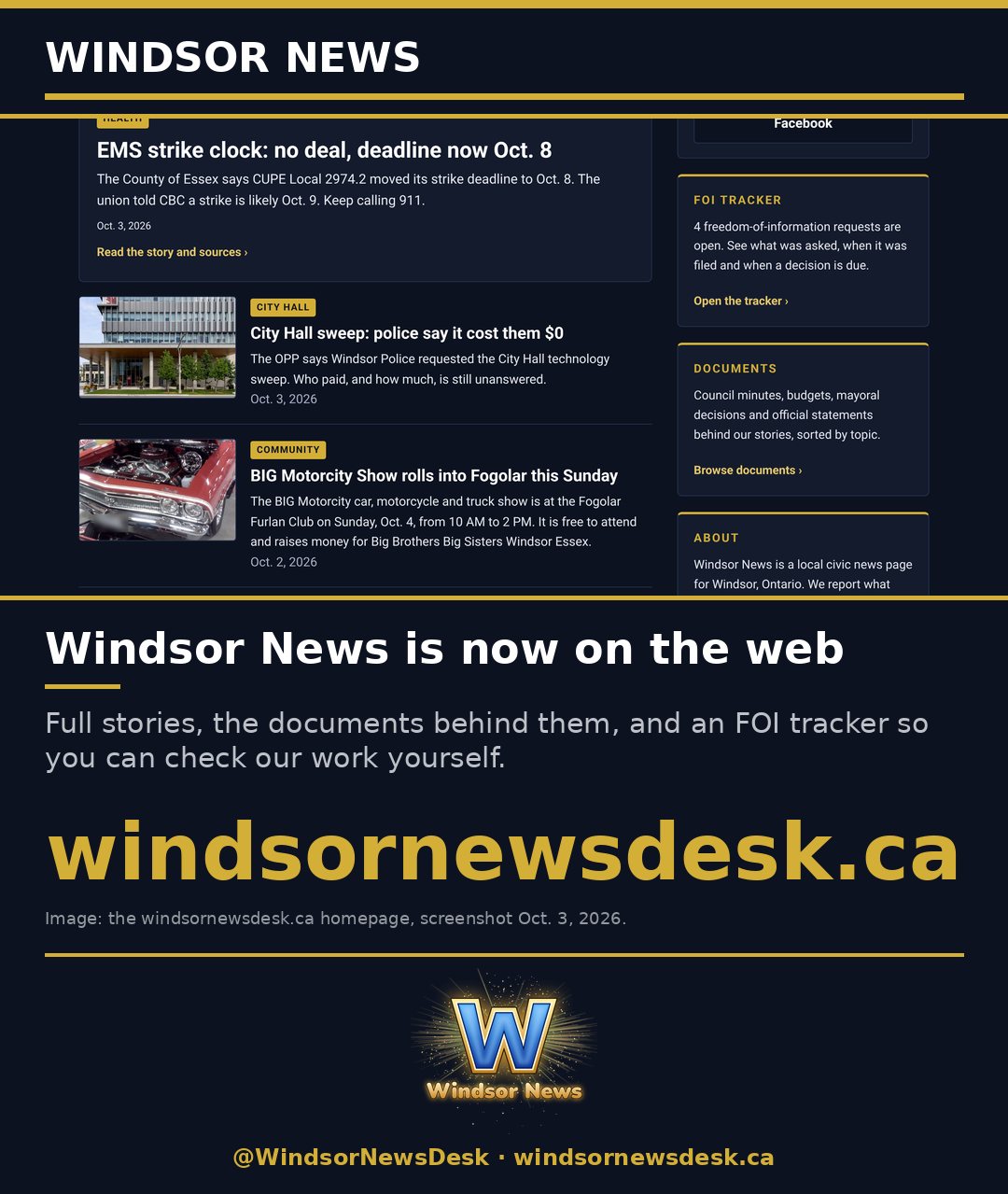 Windsor News card: Windsor News is now on the web