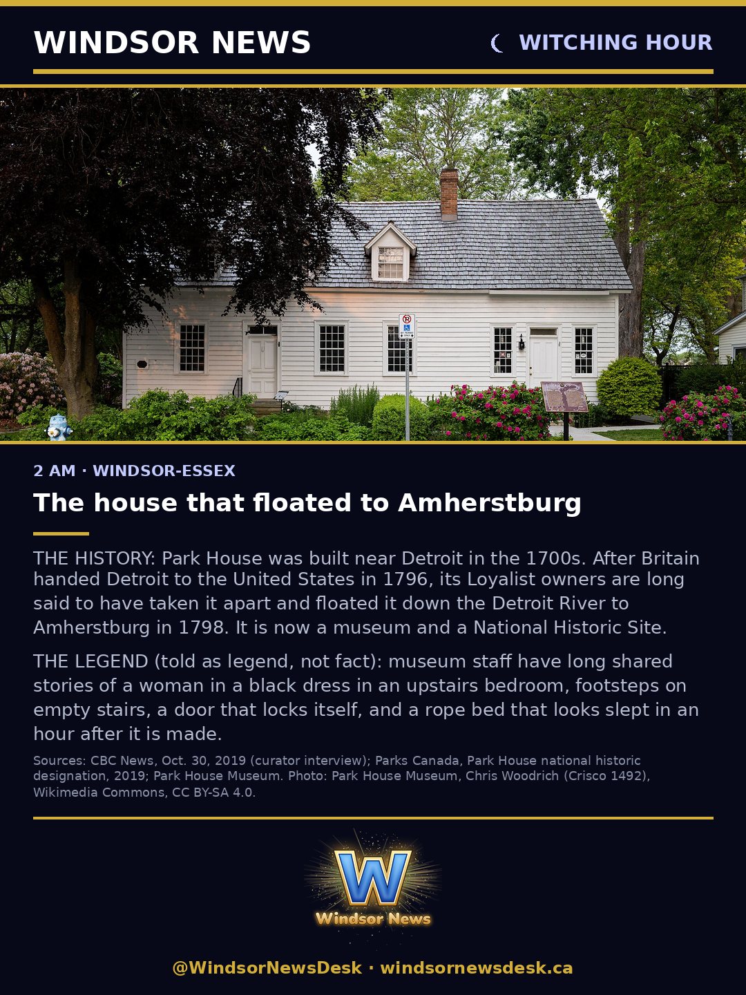 Windsor News card: Amherstburg's oldest building came by water