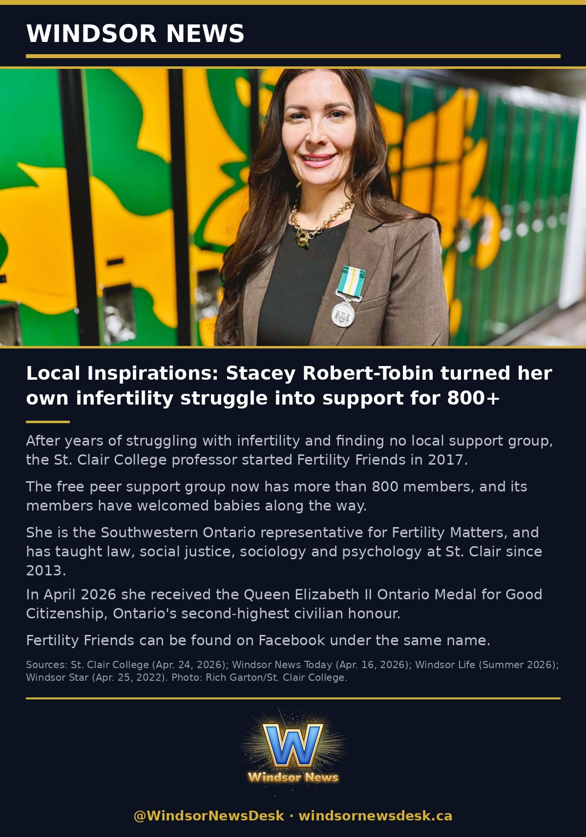 Windsor News card: Local Inspirations: Stacey Robert-Tobin turned her own infertility struggle into support for 800+