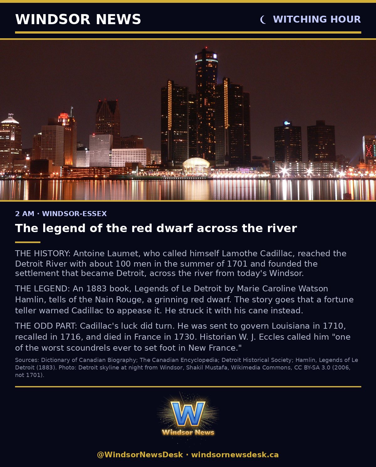 Windsor News card: Witching Hour - Legends: The legend of the red dwarf across the river