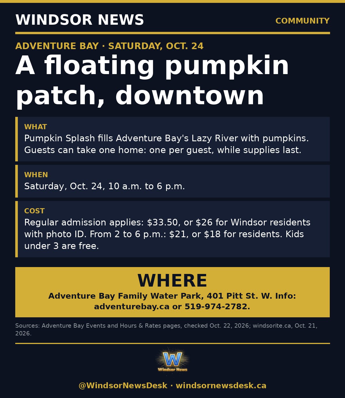 Windsor News card: Pumpkin Splash floats into Adventure Bay on Saturday