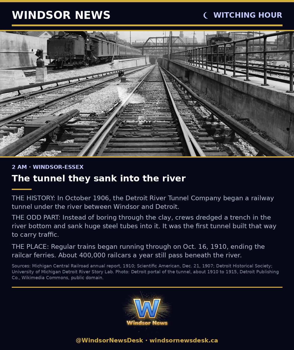 Windsor News card: Witching Hour - Strange History: The tunnel they sank into the river