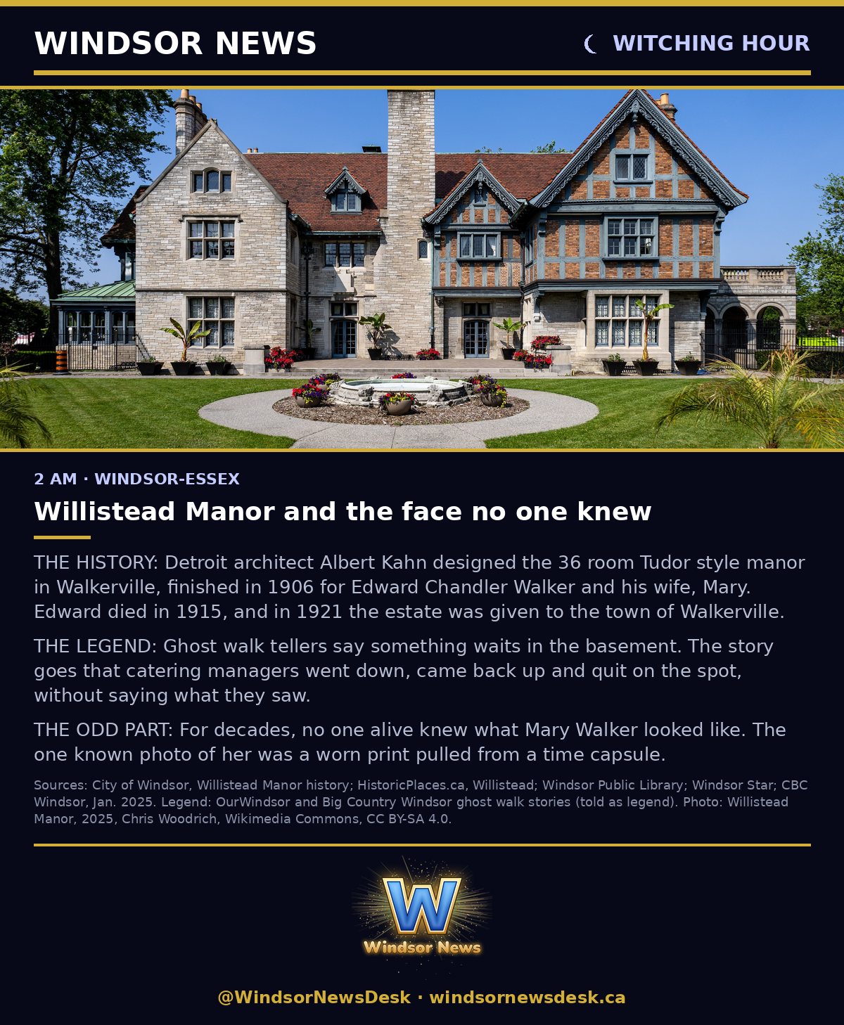 Windsor News card: Witching Hour - Legends: Willistead Manor and the face no one knew
